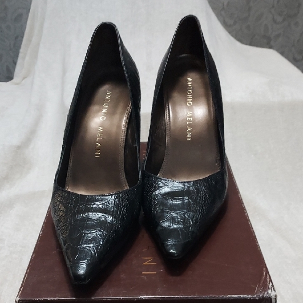 ANTONIO MELANI Black Textured Heels